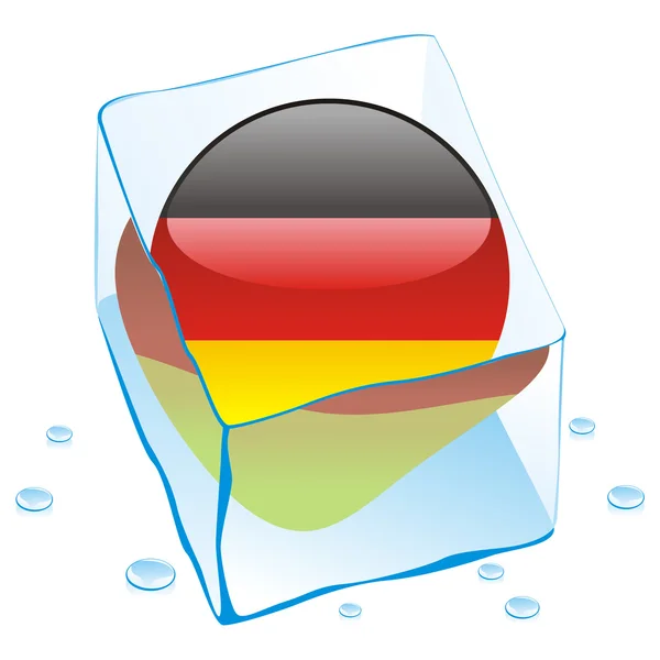 Bandera de botón de Alemania congelada en cubo de hielo — Vector de stock
