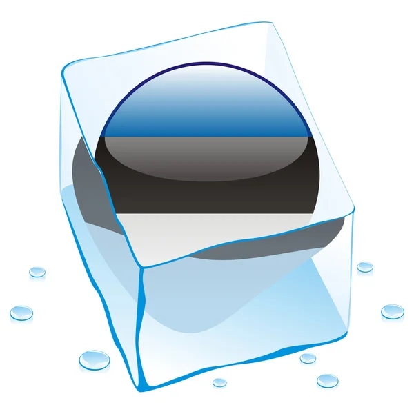 Ice cube dondurulmuş Estonya düğme bayrağı — Stok Vektör