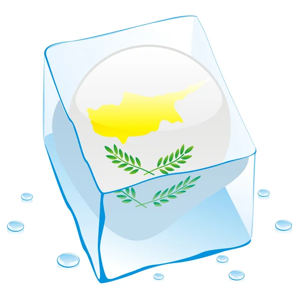Cypr przycisk flaga zamrożonego w kostce lodu — Wektor stockowy