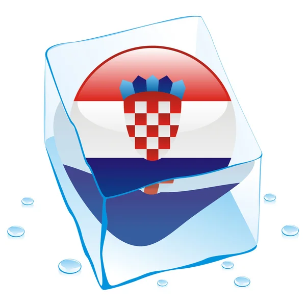 Croazia Pulsante bandiera congelato nel cubo di ghiaccio — Vettoriale Stock