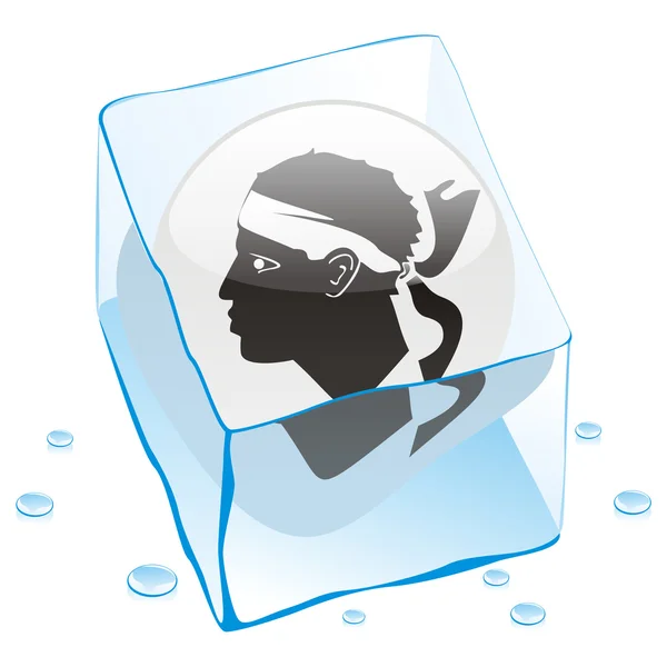Bandeira do botão da Córsega congelada em cubo de gelo —  Vetores de Stock