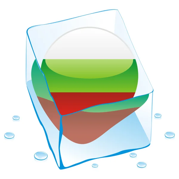 Bandera de Bulgaria congelada en cubo de hielo — Vector de stock