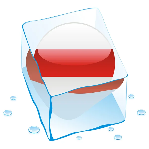 Bielorrusia botón bandera congelada en hielo cubo — Vector de stock