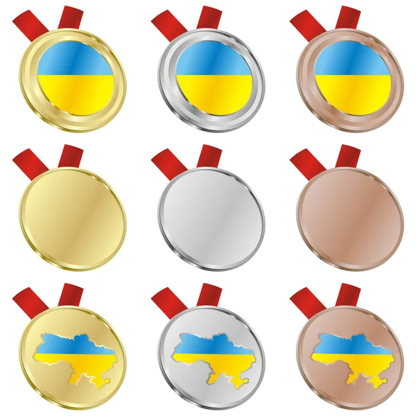 Ucrânia bandeira vetorial em formas de medalha — Vetor de Stock