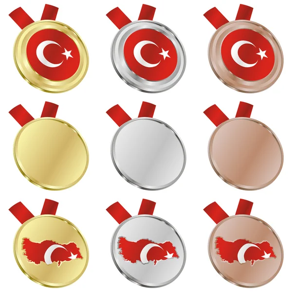 Bandera vector Turquía en formas de medalla — Vector de stock
