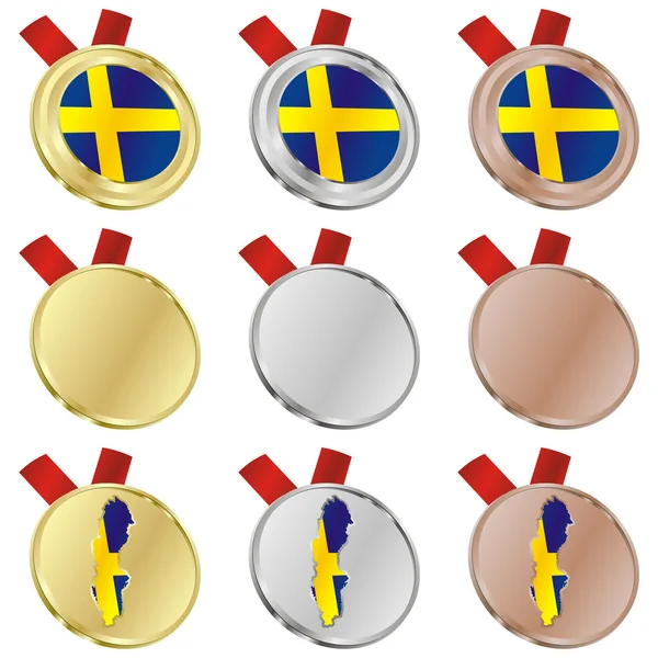 Векторный флаг Швеции в форме медали — стоковый вектор