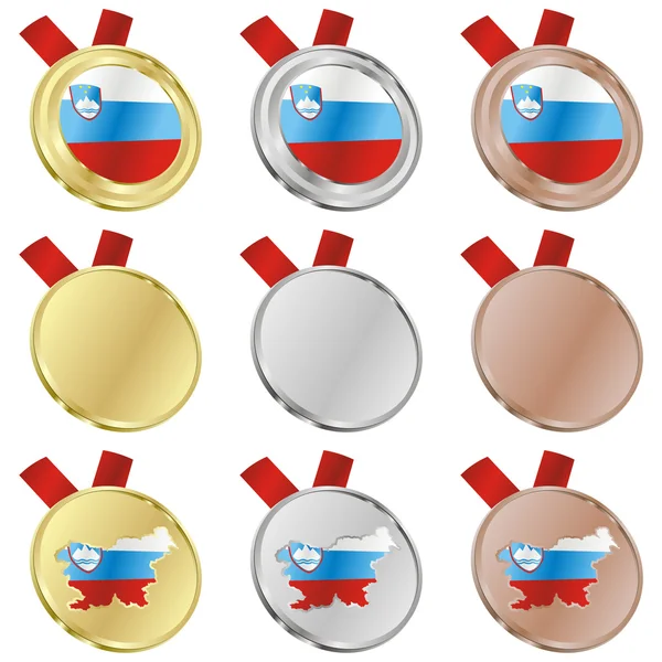 Eslovenia vector bandera en formas de medalla — Archivo Imágenes Vectoriales