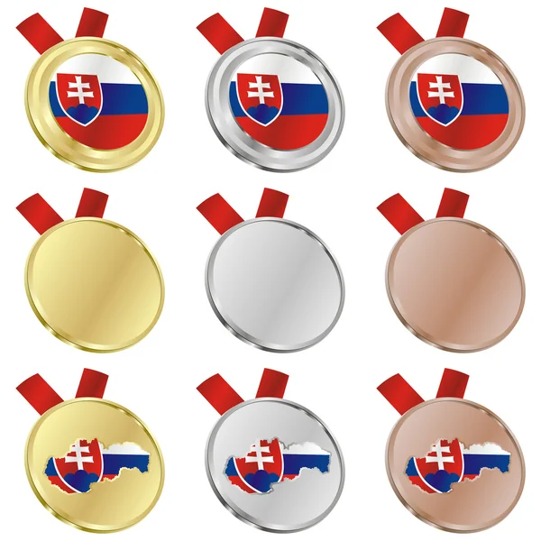 Slovakia vector flag in medal shapes — Stock Vector