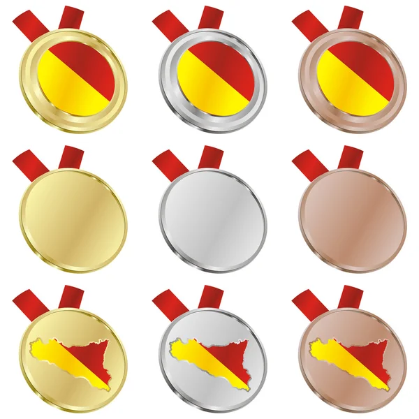 Flaga wektor Sycylii w medal kształtów — Wektor stockowy