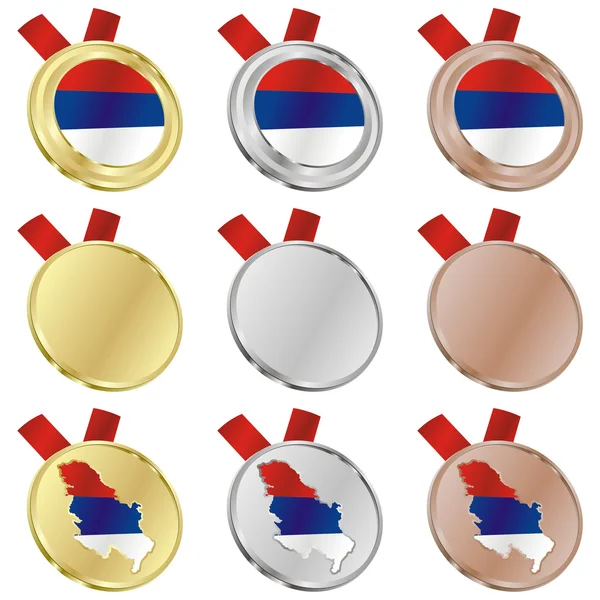 Servië vector vlag in medaille vormen — Stockvector