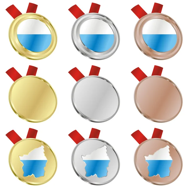San marino vector flag in medal shapes — Stock Vector