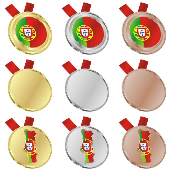 Drapeau vecteur Portugal en forme de médaille — Image vectorielle