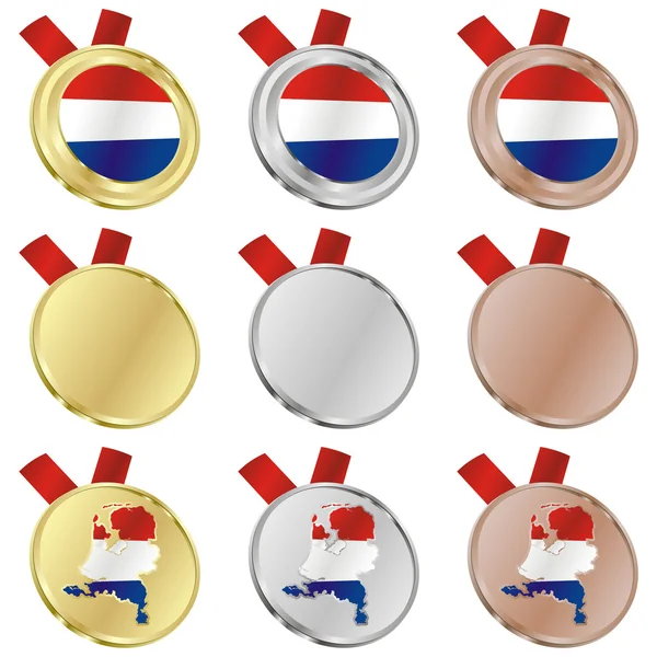 Países Bajos vector bandera en formas de medalla — Vector de stock