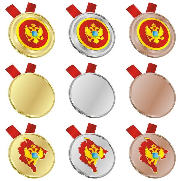 Montenegro vector bandera en formas de medalla — Archivo Imágenes Vectoriales