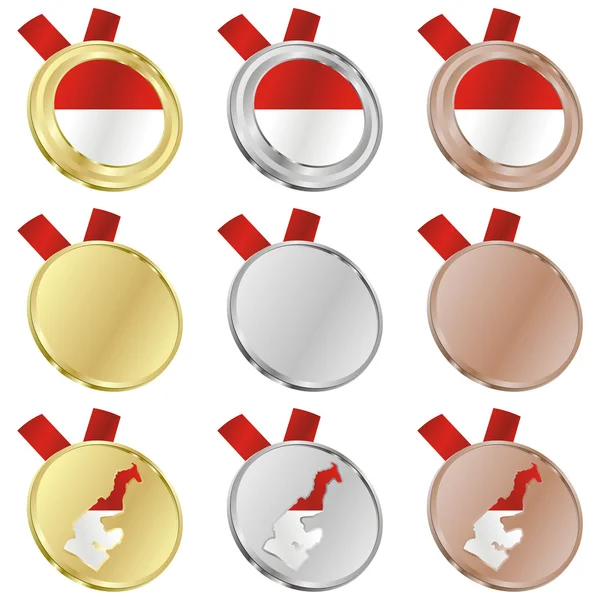 Monaco bandiera vettoriale a forma di medaglia — Vettoriale Stock