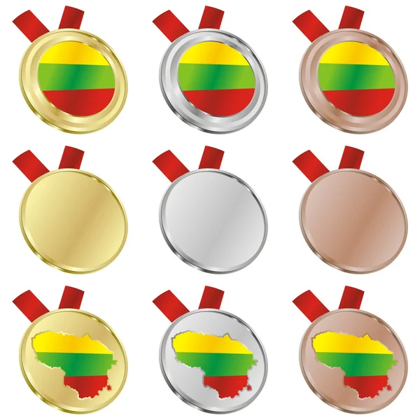 Lituania vector bandera en formas de medalla — Vector de stock