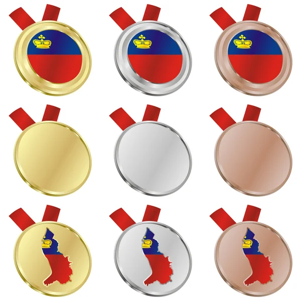 Bandera vector Liechtenstein en forma de medalla — Vector de stock