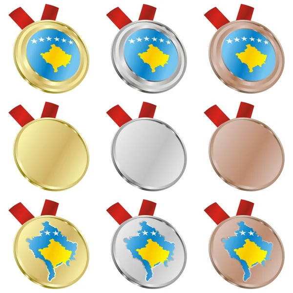 メダルの形でコソボのベクトル フラグ — ストックベクタ