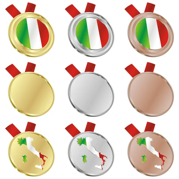 Ιταλία διάνυσμα σημαία στο μετάλλιο σχήματα — Διανυσματικό Αρχείο