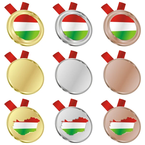 メダルの形でハンガリーのベクトル フラグ — ストックベクタ