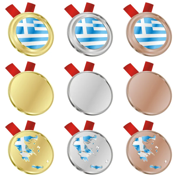 Flaga wektor Grecja w medal kształtów — Wektor stockowy