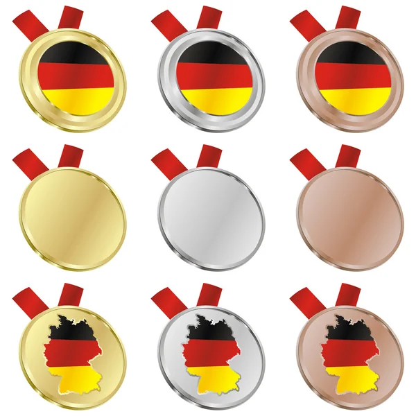 Γερμανία διάνυσμα σημαία στο μετάλλιο σχήματα — Διανυσματικό Αρχείο