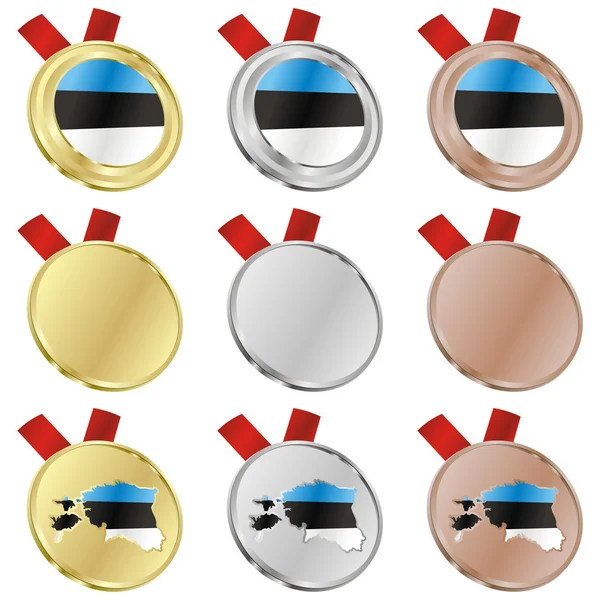Estonia vector flag in medal shapes — Stock Vector