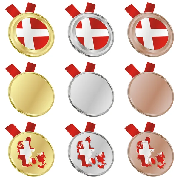 Danimarca bandiera vettoriale in forma di medaglia — Vettoriale Stock