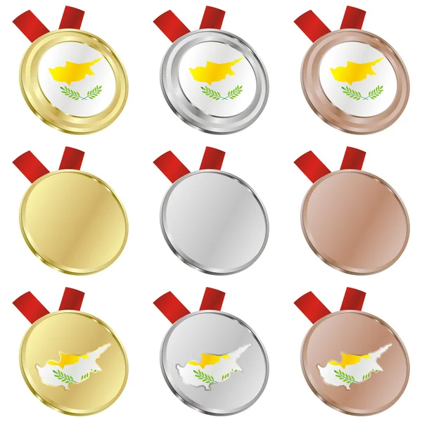 Kypr vektor vlajka ve tvarech medaile — Stockový vektor