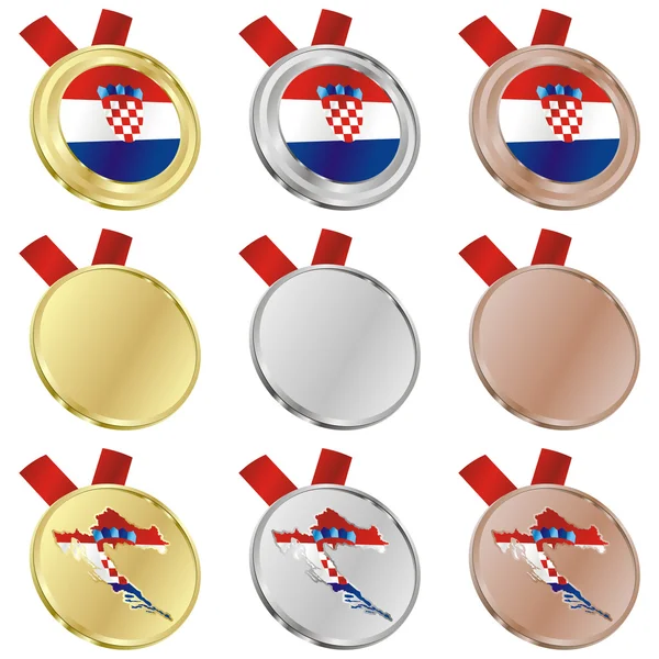 Croatia vector flag in medal shapes — Stock Vector
