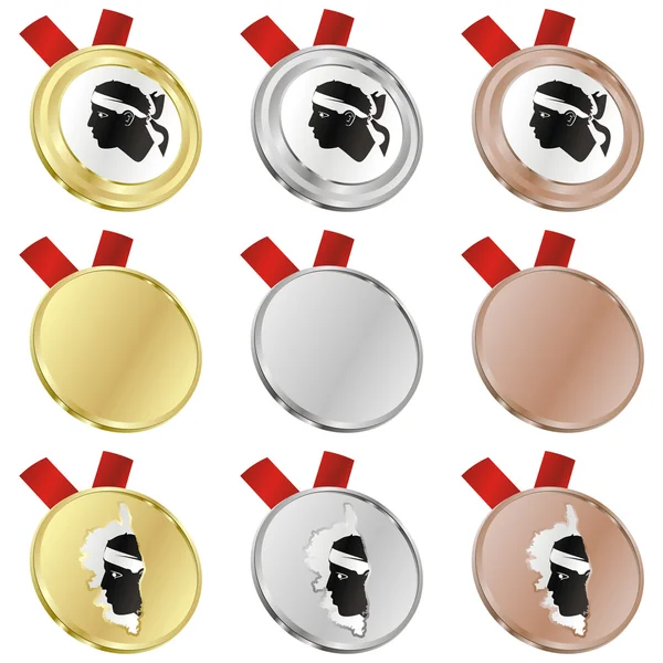 Korsika vektor vlajka ve tvarech medaile — Stockový vektor