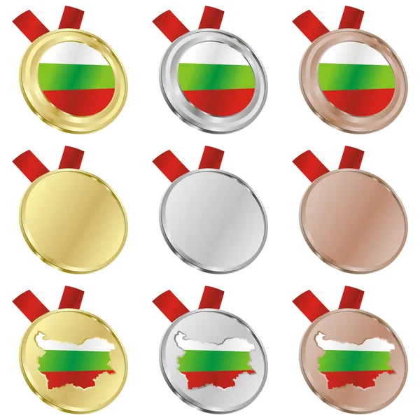 Bulgária bandeira vetorial em formas de medalha — Vetor de Stock