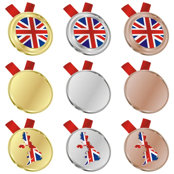 Σημαία της Μεγάλης Βρετανίας διάνυσμα σε σχήμα μετάλλιο — Διανυσματικό Αρχείο