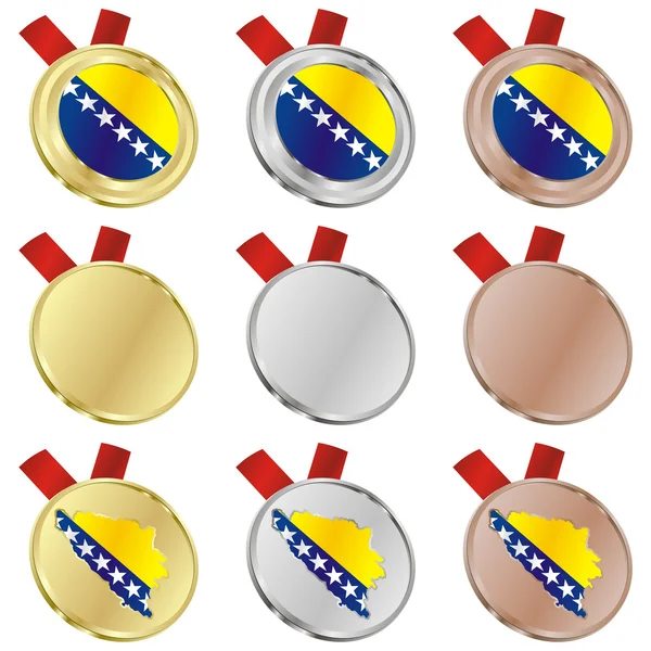 Bosnië en herzegovina vlag medailles — Stockvector