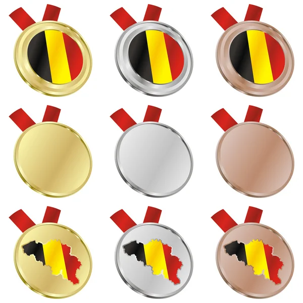 Бельгийский векторный флаг в форме медали — стоковый вектор