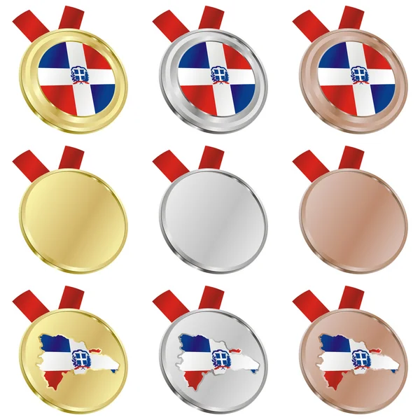 Dominican republic vector flag in medal — Stock Vector