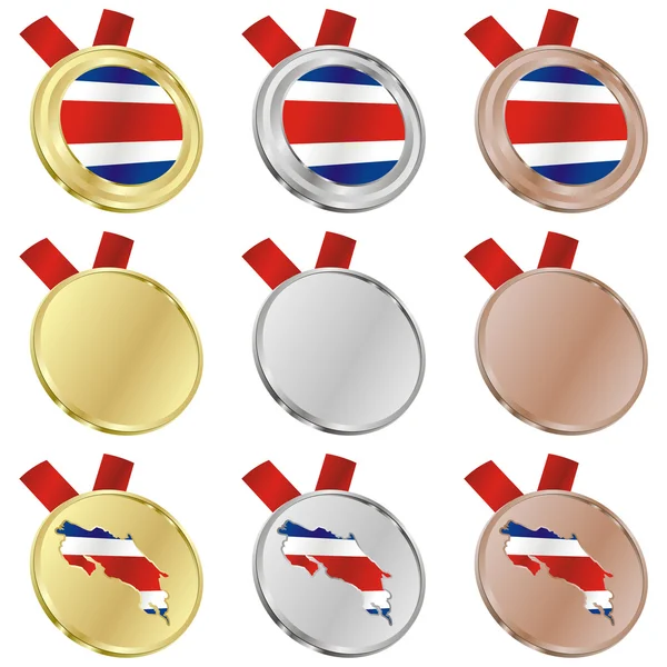 Costa rica vector flag in medal shapes — Stock Vector