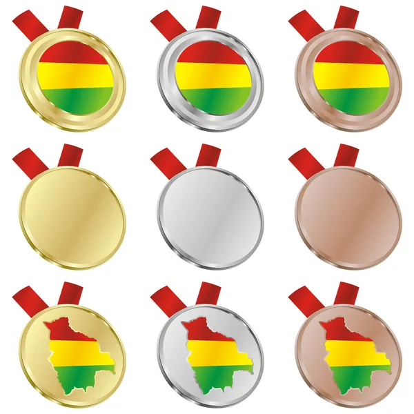 Bolivia vector flag in medal shapes — Stock Vector