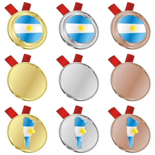 Argentina vector flag in medal shapes — Stock Vector