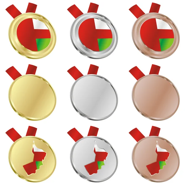 Oman vector flag in medal shapes — Stock Vector