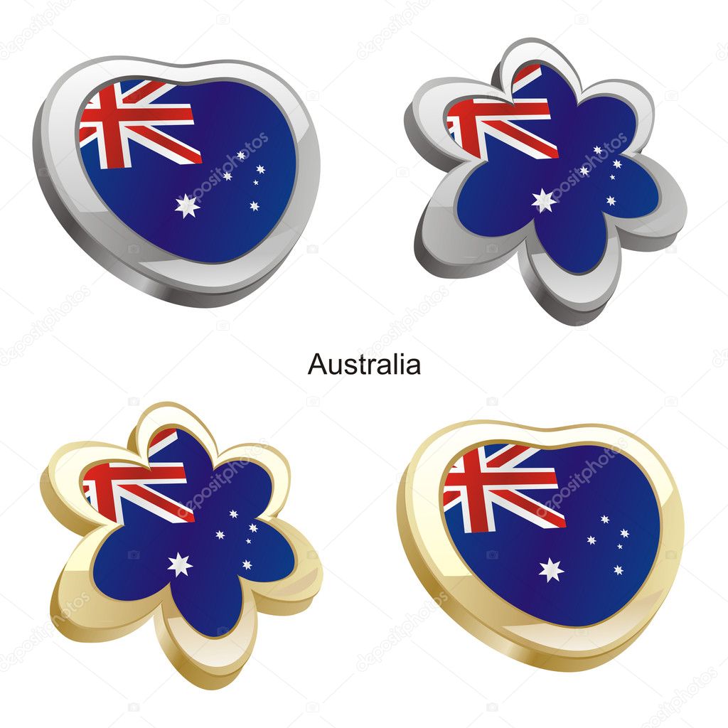 Australia flag in heart and flower shape