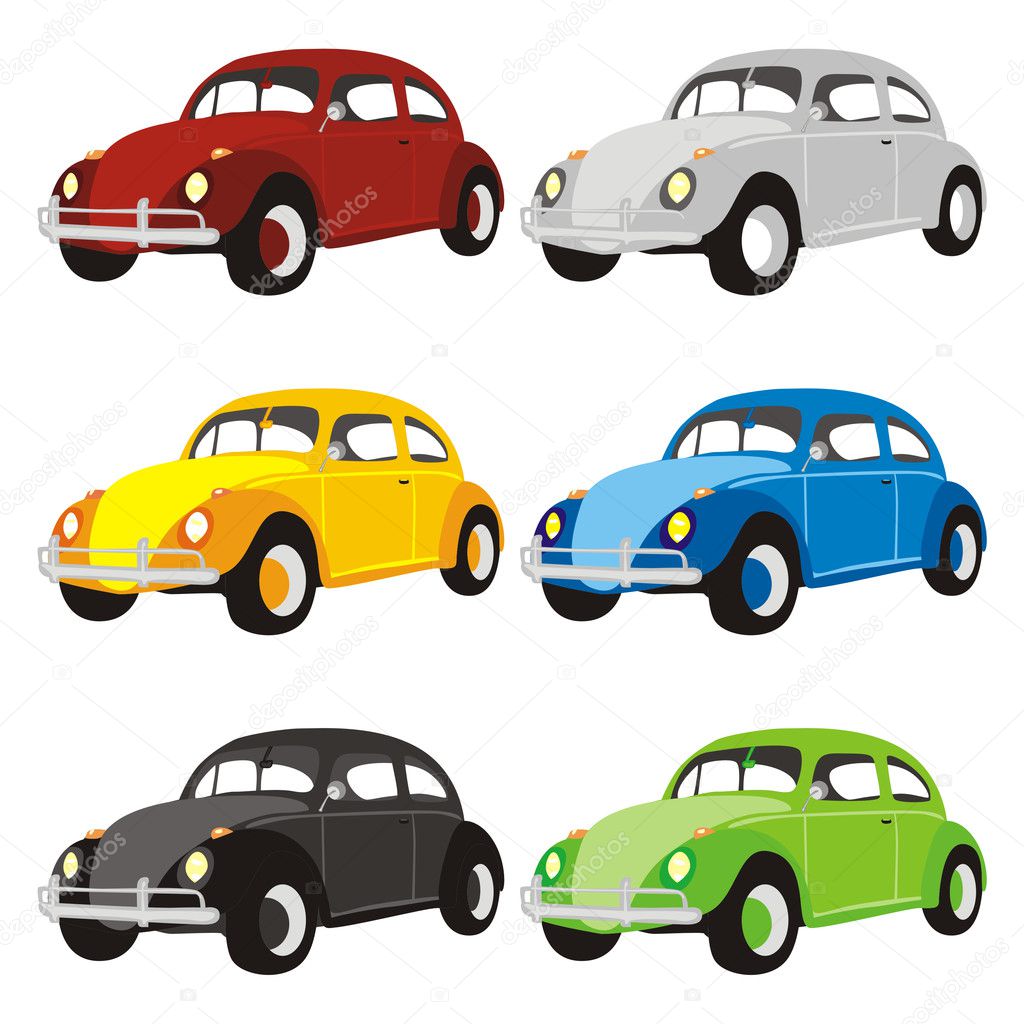 Solated funny colored cars
