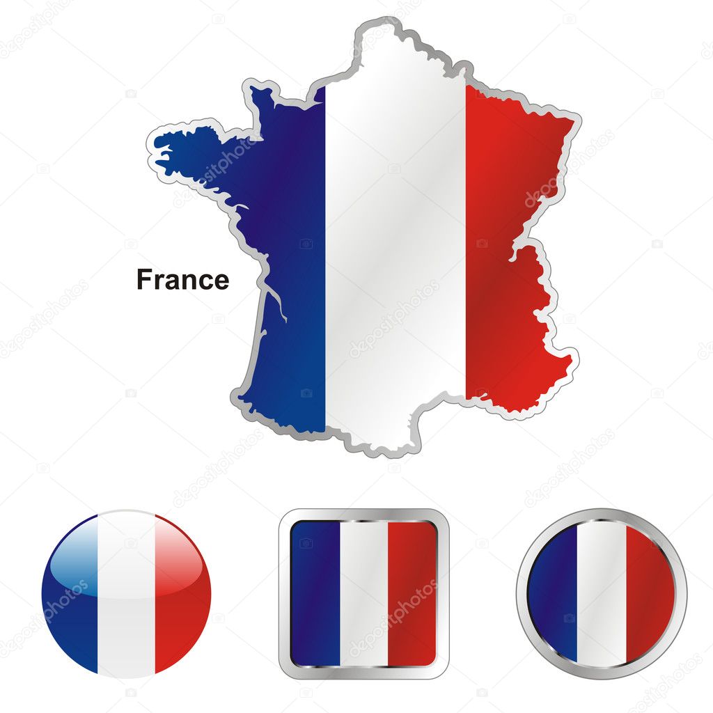 France in map and web buttons shapes