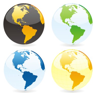 Vector isolated world globes clipart