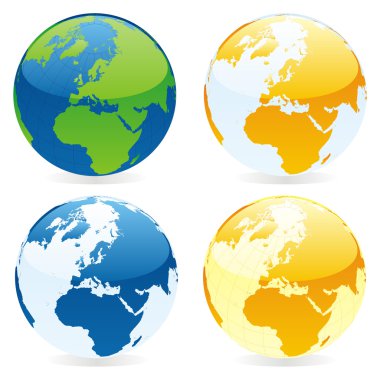 Vector isolated world globes clipart