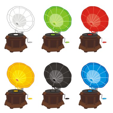 Colored gramophones clipart