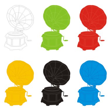 Colored gramophones clipart