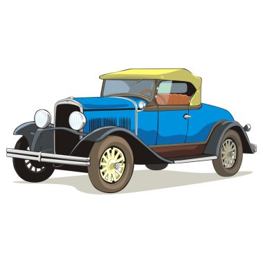 Vector isolated old colored car clipart