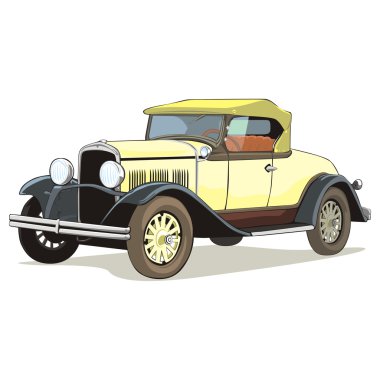 Vector isolated old colored car clipart