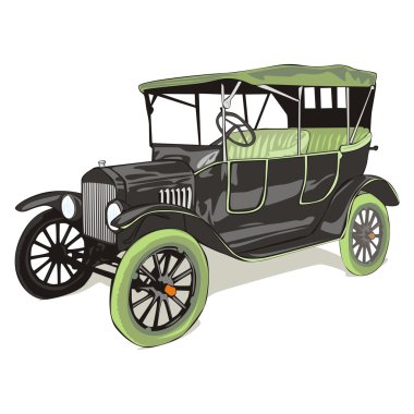 Vector isolated old colored car clipart
